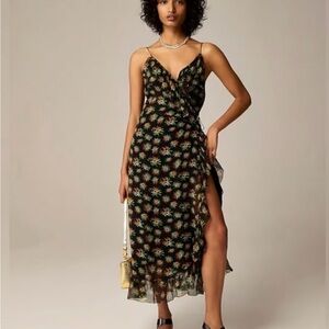 J. Crew Black Floral High Low Dress